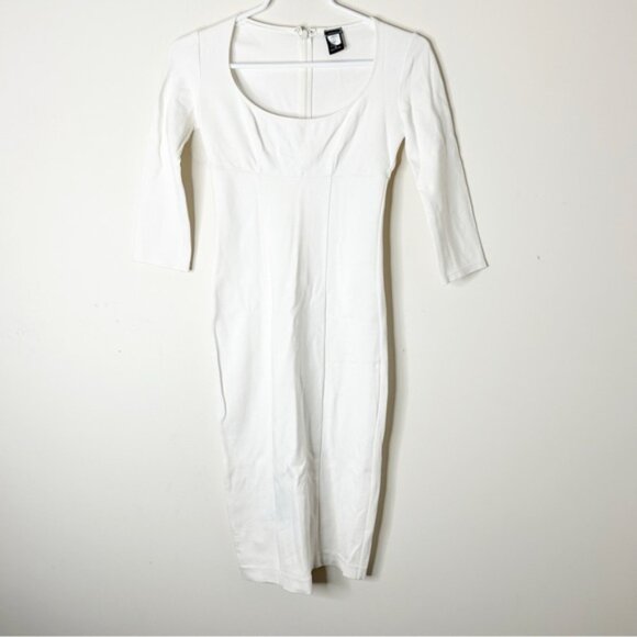 Victoria's Secret Moda Bodycon Mini Dress 3/4 Sleeves White Y2k 2000s Size 0 - Picture 7 of 14